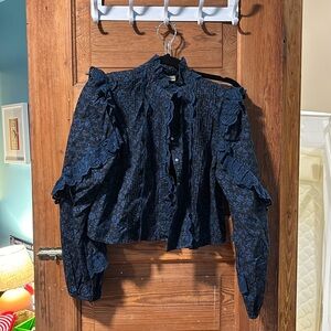 Ulla Johnson black and blue shirt. Size M. EUC